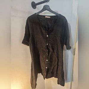 Bryn Walker Linen Button Down Tunic Top
